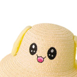 Maxbell Bunny Ears Straw Hat Cap Wide Brim Children Beach Hat for Beach Summer Trips Yellow