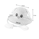Maxbell Bunny Ears Straw Hat Cap Wide Brim Children Beach Hat for Beach Summer Trips Milky white