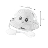Maxbell Bunny Ears Straw Hat Cap Wide Brim Children Beach Hat for Beach Summer Trips Light Pink