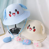 Maxbell Kids Sun Hat Cute Rabbit Hat Breathable Summer Beach Cap Children Bucket Cap Yellow