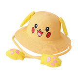 Maxbell Kids Sun Hat Cute Rabbit Hat Breathable Summer Beach Cap Children Bucket Cap Yellow