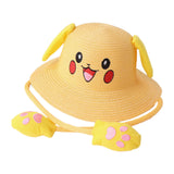 Maxbell Kids Sun Hat Cute Rabbit Hat Breathable Summer Beach Cap Children Bucket Cap Yellow
