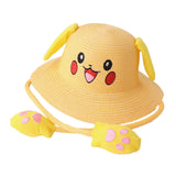 Maxbell Kids Sun Hat Cute Rabbit Hat Breathable Summer Beach Cap Children Bucket Cap Yellow