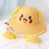 Maxbell Kids Sun Hat Cute Rabbit Hat Breathable Summer Beach Cap Children Bucket Cap Yellow
