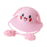 Maxbell Kids Sun Hat Cute Rabbit Hat Breathable Summer Beach Cap Children Bucket Cap Pink
