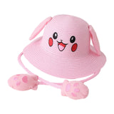 Maxbell Kids Sun Hat Cute Rabbit Hat Breathable Summer Beach Cap Children Bucket Cap Pink