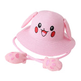 Maxbell Kids Sun Hat Cute Rabbit Hat Breathable Summer Beach Cap Children Bucket Cap Pink