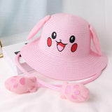 Maxbell Kids Sun Hat Cute Rabbit Hat Breathable Summer Beach Cap Children Bucket Cap Pink