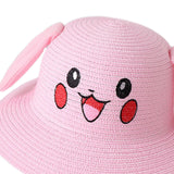 Maxbell Kids Sun Hat Cute Rabbit Hat Breathable Summer Beach Cap Children Bucket Cap Pink