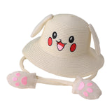 Maxbell Kids Sun Hat Cute Rabbit Hat Breathable Summer Beach Cap Children Bucket Cap Beige