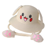 Maxbell Kids Sun Hat Cute Rabbit Hat Breathable Summer Beach Cap Children Bucket Cap Beige