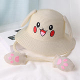 Maxbell Kids Sun Hat Cute Rabbit Hat Breathable Summer Beach Cap Children Bucket Cap Beige