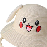 Maxbell Kids Sun Hat Cute Rabbit Hat Breathable Summer Beach Cap Children Bucket Cap Beige
