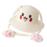 Maxbell Kids Sun Hat Cute Rabbit Hat Breathable Summer Beach Cap Children Bucket Cap White