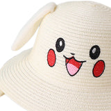 Maxbell Kids Sun Hat Cute Rabbit Hat Breathable Summer Beach Cap Children Bucket Cap White