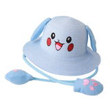 Maxbell Kids Sun Hat Cute Rabbit Hat Breathable Summer Beach Cap Children Bucket Cap Light Blue