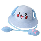 Maxbell Kids Sun Hat Cute Rabbit Hat Breathable Summer Beach Cap Children Bucket Cap Light Blue