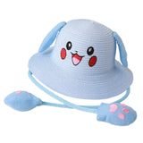 Maxbell Kids Sun Hat Cute Rabbit Hat Breathable Summer Beach Cap Children Bucket Cap Light Blue
