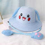 Maxbell Kids Sun Hat Cute Rabbit Hat Breathable Summer Beach Cap Children Bucket Cap Light Blue