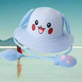 Maxbell Kids Sun Hat Cute Rabbit Hat Breathable Summer Beach Cap Children Bucket Cap Light Blue