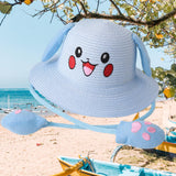 Maxbell Kids Sun Hat Cute Rabbit Hat Breathable Summer Beach Cap Children Bucket Cap Light Blue