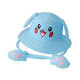 Maxbell Kids Sun Hat Cute Rabbit Hat Breathable Summer Beach Cap Children Bucket Cap Blue