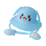 Maxbell Kids Sun Hat Cute Rabbit Hat Breathable Summer Beach Cap Children Bucket Cap Blue