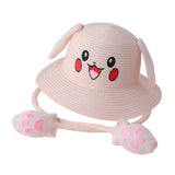 Maxbell Kids Sun Hat Cute Rabbit Hat Breathable Summer Beach Cap Children Bucket Cap Light Pink