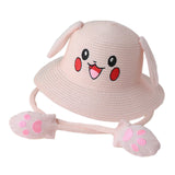Maxbell Kids Sun Hat Cute Rabbit Hat Breathable Summer Beach Cap Children Bucket Cap Light Pink