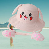 Maxbell Kids Sun Hat Cute Rabbit Hat Breathable Summer Beach Cap Children Bucket Cap Light Pink