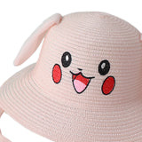 Maxbell Kids Sun Hat Cute Rabbit Hat Breathable Summer Beach Cap Children Bucket Cap Light Pink