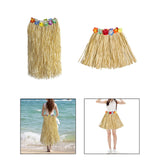 Maxbell 4xHawaiian Skirt with Flowers Raffia Skirt for Beach Celebration Carnival 80CM