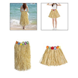 Maxbell 2xHawaiian Skirt with Flowers Raffia Skirt for Beach Celebration Carnival 80CM