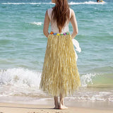 Maxbell 5xHawaiian Skirt with Flowers Raffia Skirt for Beach Celebration Carnival 80CM