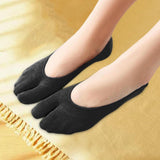 Maxbell 3xWomen 2 Toe Flip Flop Socks Women No Show Toe Socks for Loafer Shoes Sneaker Black