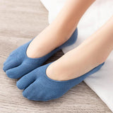 Maxbell 2xWomen 2 Toe Flip Flop Socks Women No Show Toe Socks for Loafer Shoes Sneaker Dark Blue