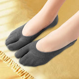 Maxbell 2xWomen 2 Toe Flip Flop Socks Women No Show Toe Socks for Loafer Shoes Sneaker Dark Gray