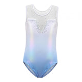 Maxbell 3xGirls Gymnastics Leotards Shiny Rhinestones Sparkling Athletic Clothes Costume 10