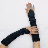 Maxbell 2xLong Opera Party Gloves Party 1920S Gloves for Women Wedding Cosplay Black