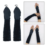 Maxbell 2xLong Opera Party Gloves Party 1920S Gloves for Women Wedding Cosplay Black