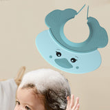 Maxbell Cute Little Duck Kid Shower Cap Comfortable with Ear Protection Shampoo Hat Blue