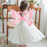 Maxbell 2xFairy Wings for Girls Elf Cosplay Soft Child Angel Wings with Elastic Straps Pink