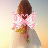 Maxbell 2xFairy Wings for Girls Elf Cosplay Soft Child Angel Wings with Elastic Straps Pink
