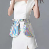 Maxbell 2xWaist Belt for Women Adjustable Buckle Fashion Ruffle Dress Belt Ladies Belt