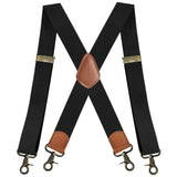 Maxbell 2xSuspenders for Men Heavy Duty Suspenders Adjustable Casual 3.5cm Wide Braces Black