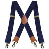Maxbell 2xSuspenders for Men Heavy Duty Suspenders Adjustable Casual 3.5cm Wide Braces Navy