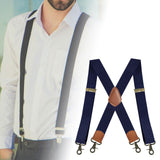 Maxbell 2xSuspenders for Men Heavy Duty Suspenders Adjustable Casual 3.5cm Wide Braces Navy