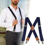 Maxbell 2xSuspenders for Men Heavy Duty Suspenders Adjustable Casual 3.5cm Wide Braces Navy