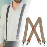 Maxbell 2xSuspenders for Men Heavy Duty Suspenders Adjustable Casual 3.5cm Wide Braces Beige