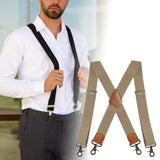 Maxbell 2xSuspenders for Men Heavy Duty Suspenders Adjustable Casual 3.5cm Wide Braces Beige